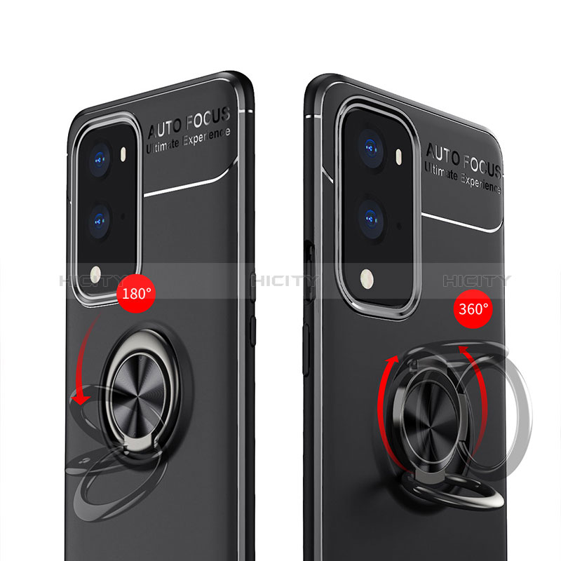 Custodia Silicone Ultra Sottile Morbida Cover con Magnetico Anello Supporto SD1 per OnePlus 9 Pro 5G