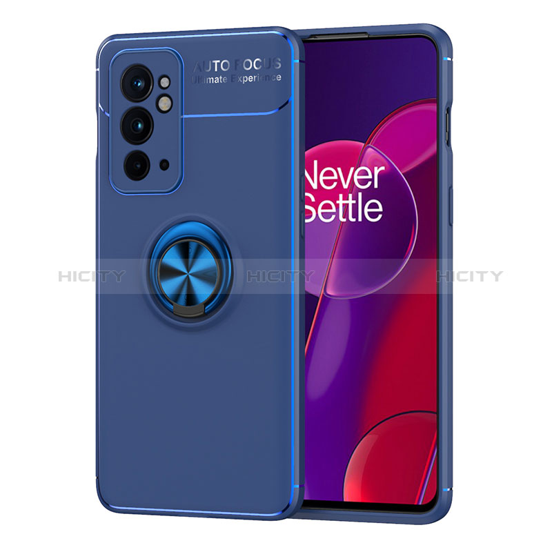 Custodia Silicone Ultra Sottile Morbida Cover con Magnetico Anello Supporto SD1 per OnePlus 9RT 5G Blu