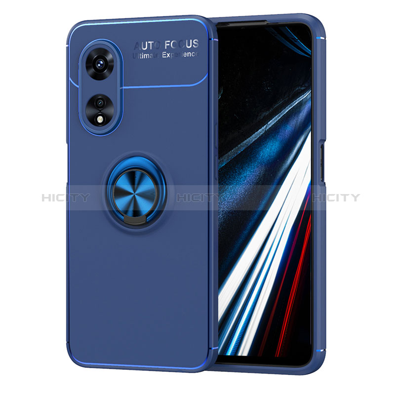 Custodia Silicone Ultra Sottile Morbida Cover con Magnetico Anello Supporto SD1 per Oppo A78 4G Blu