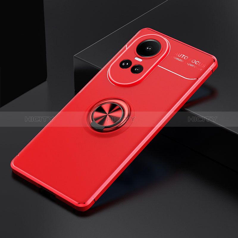 Custodia Silicone Ultra Sottile Morbida Cover con Magnetico Anello Supporto SD1 per Oppo Reno10 5G Rosso