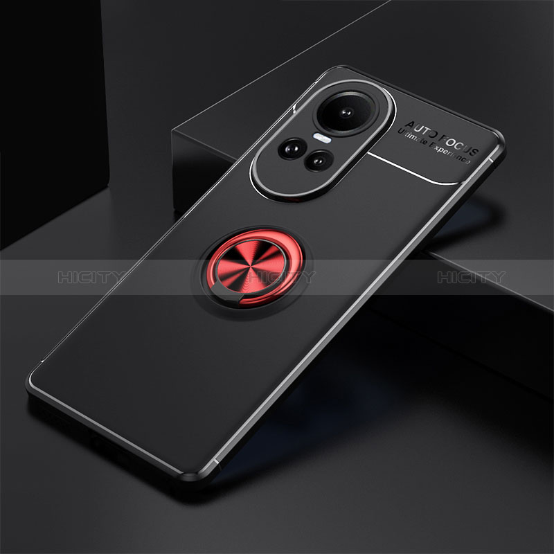 Custodia Silicone Ultra Sottile Morbida Cover con Magnetico Anello Supporto SD1 per Oppo Reno10 Pro 5G Rosso e Nero