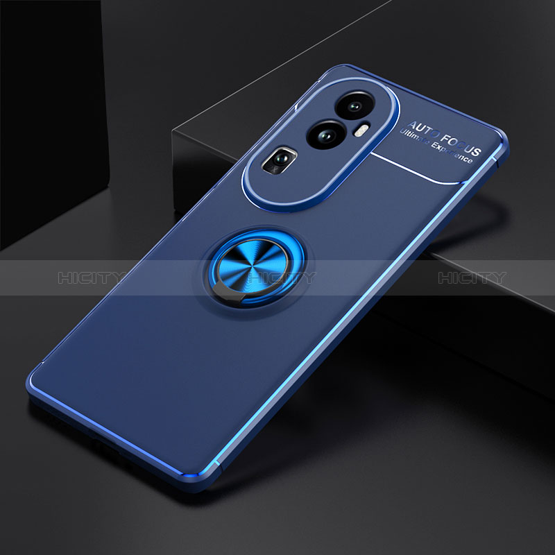 Custodia Silicone Ultra Sottile Morbida Cover con Magnetico Anello Supporto SD1 per Oppo Reno10 Pro+ Plus 5G Blu