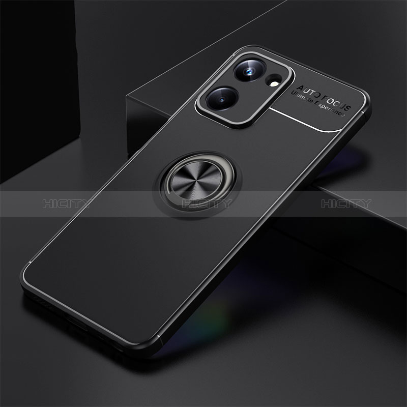 Custodia Silicone Ultra Sottile Morbida Cover con Magnetico Anello Supporto SD1 per Realme 10 Pro 5G Nero