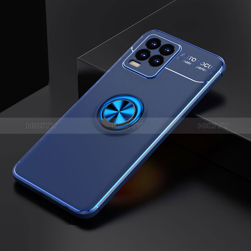 Custodia Silicone Ultra Sottile Morbida Cover con Magnetico Anello Supporto SD1 per Realme 8 4G Blu