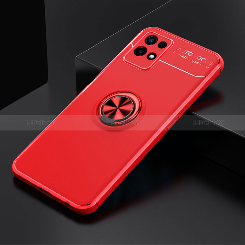 Custodia Silicone Ultra Sottile Morbida Cover con Magnetico Anello Supporto SD1 per Realme 8i Rosso