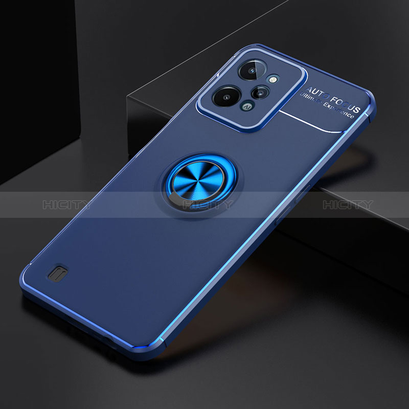 Custodia Silicone Ultra Sottile Morbida Cover con Magnetico Anello Supporto SD1 per Realme C31 Blu