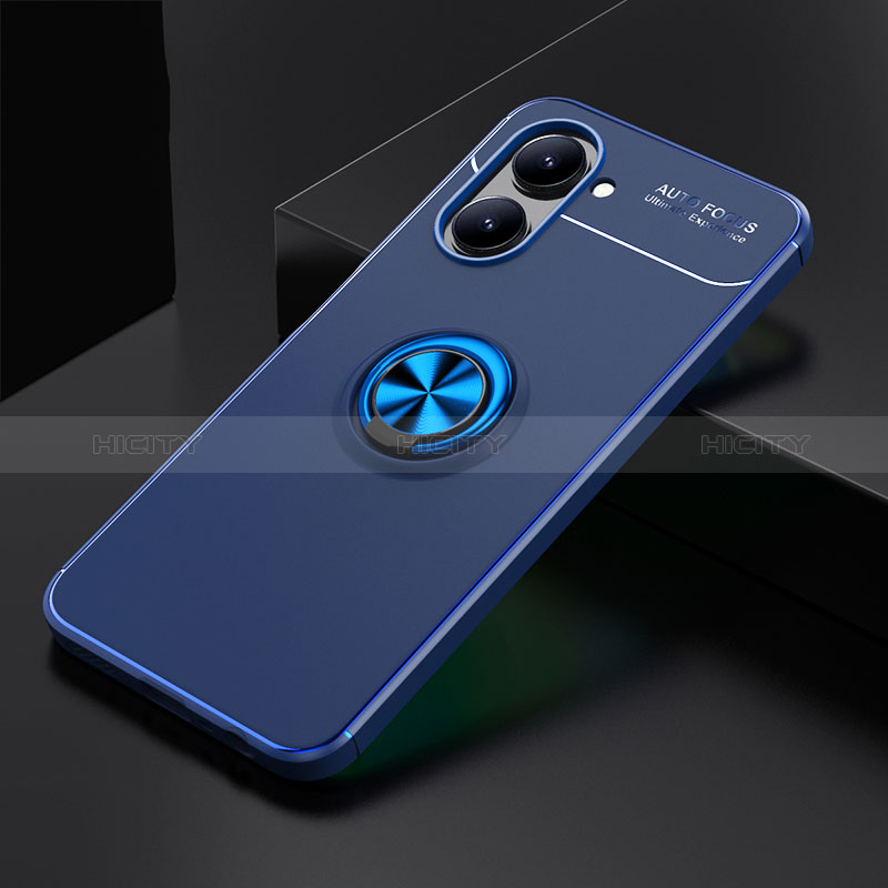 Custodia Silicone Ultra Sottile Morbida Cover con Magnetico Anello Supporto SD1 per Realme C33 (2023) Blu