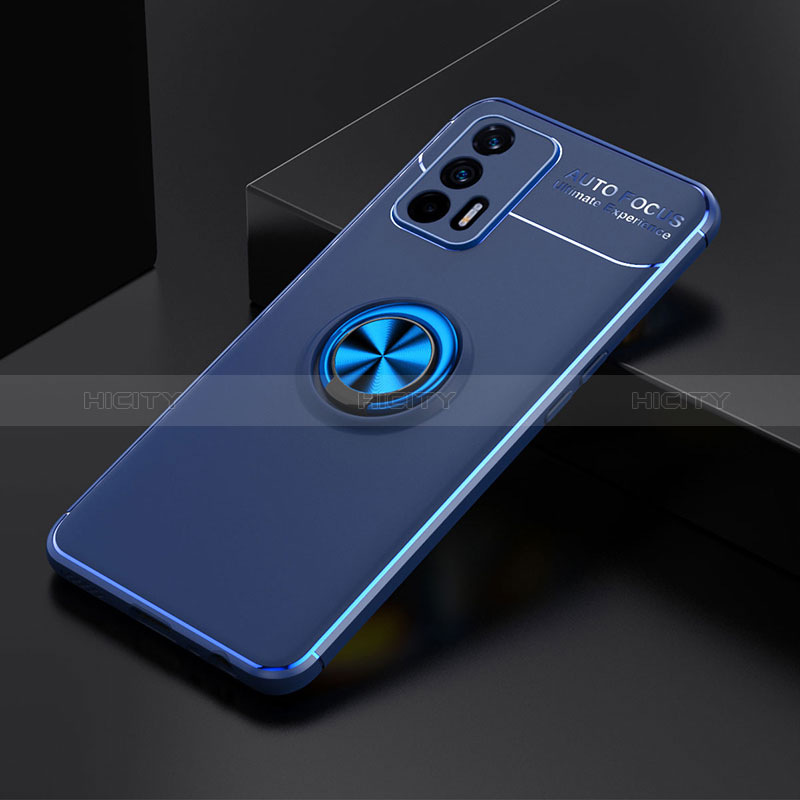 Custodia Silicone Ultra Sottile Morbida Cover con Magnetico Anello Supporto SD1 per Realme GT 5G Blu