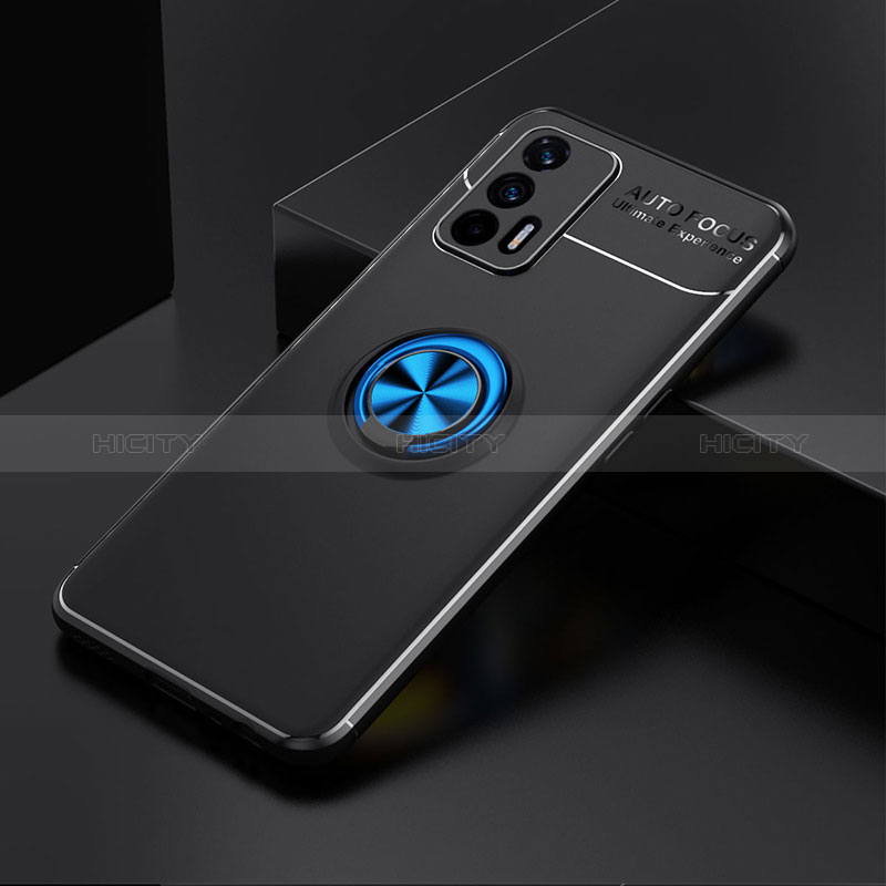 Custodia Silicone Ultra Sottile Morbida Cover con Magnetico Anello Supporto SD1 per Realme GT Neo 5G Blu e Nero