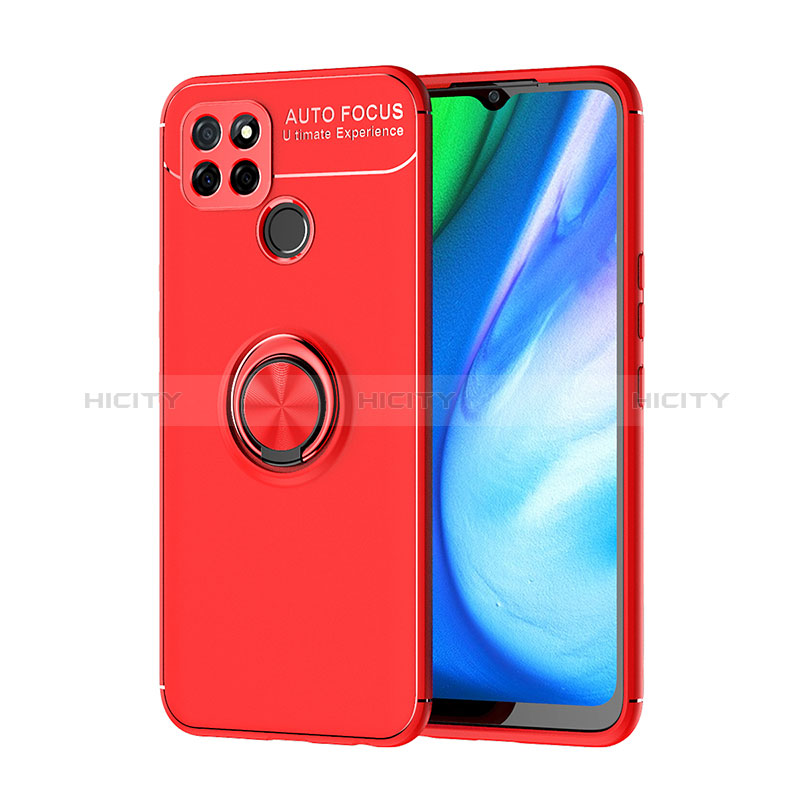 Custodia Silicone Ultra Sottile Morbida Cover con Magnetico Anello Supporto SD1 per Realme V3 5G Rosso