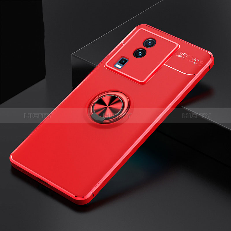 Custodia Silicone Ultra Sottile Morbida Cover con Magnetico Anello Supporto SD1 per Vivo iQOO Neo7 SE Rosso