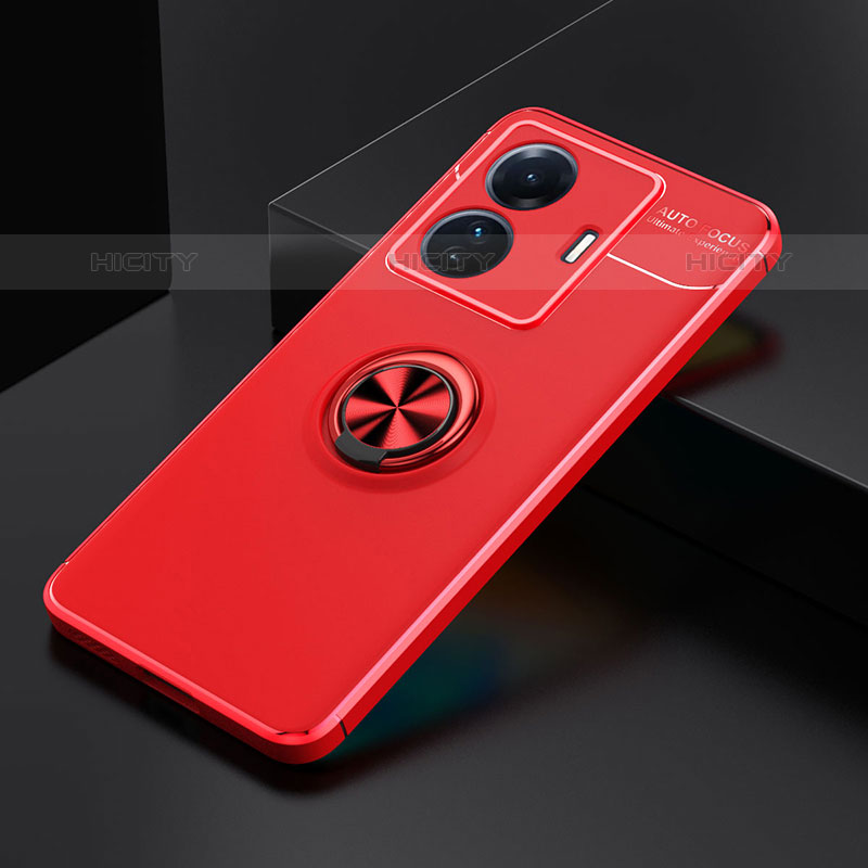 Custodia Silicone Ultra Sottile Morbida Cover con Magnetico Anello Supporto SD1 per Vivo iQOO Z6 Pro 5G Rosso