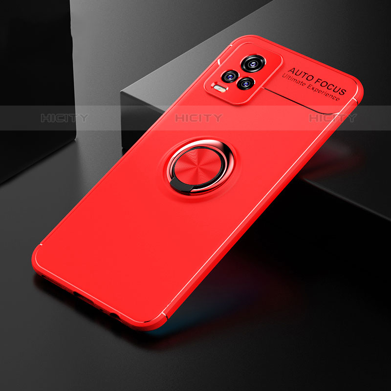 Custodia Silicone Ultra Sottile Morbida Cover con Magnetico Anello Supporto SD1 per Vivo V20 (2021) Rosso