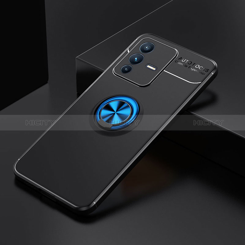 Custodia Silicone Ultra Sottile Morbida Cover con Magnetico Anello Supporto SD1 per Vivo V23 Pro 5G Blu e Nero