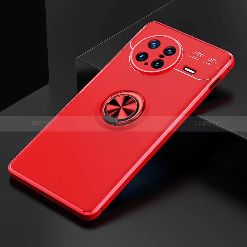 Custodia Silicone Ultra Sottile Morbida Cover con Magnetico Anello Supporto SD1 per Vivo X Note Rosso