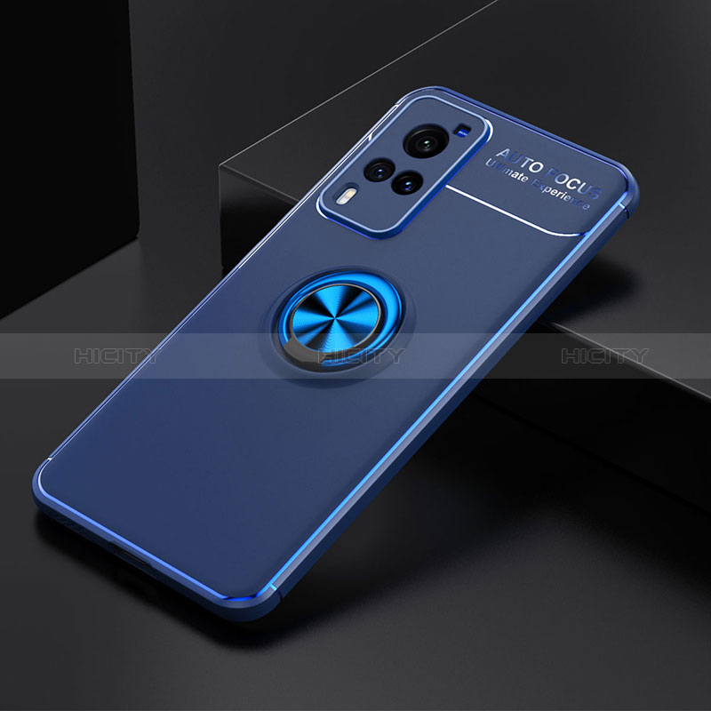 Custodia Silicone Ultra Sottile Morbida Cover con Magnetico Anello Supporto SD1 per Vivo X60 Pro 5G Blu