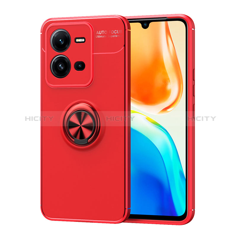 Custodia Silicone Ultra Sottile Morbida Cover con Magnetico Anello Supporto SD1 per Vivo X80 Lite 5G Rosso