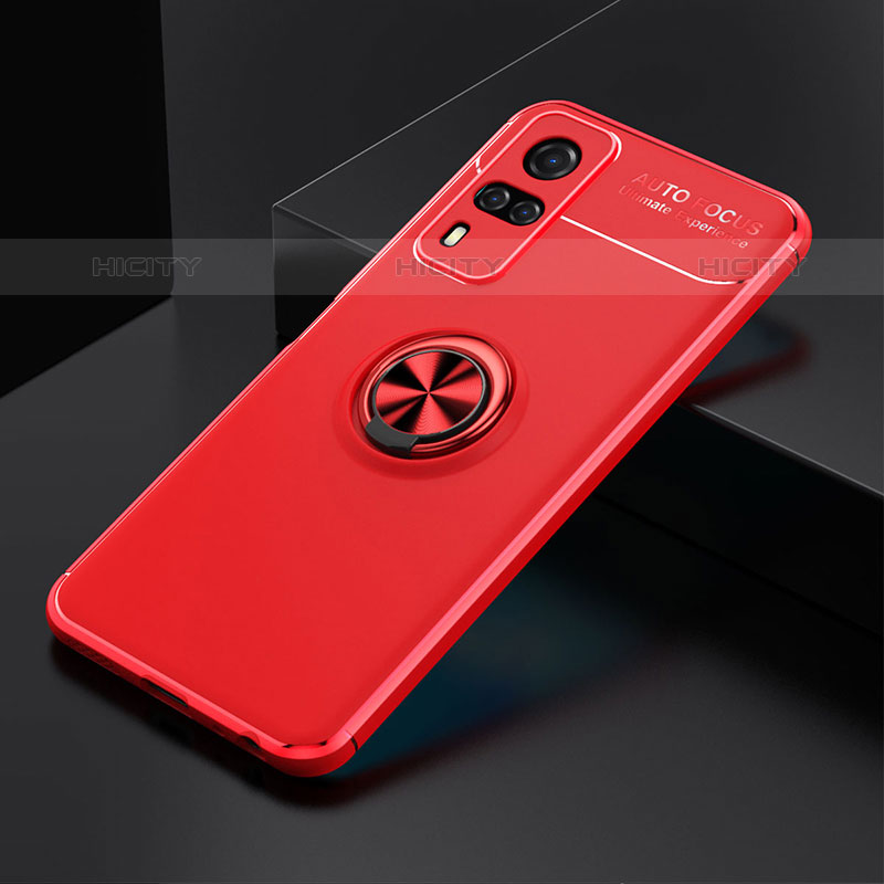 Custodia Silicone Ultra Sottile Morbida Cover con Magnetico Anello Supporto SD1 per Vivo Y51A Rosso