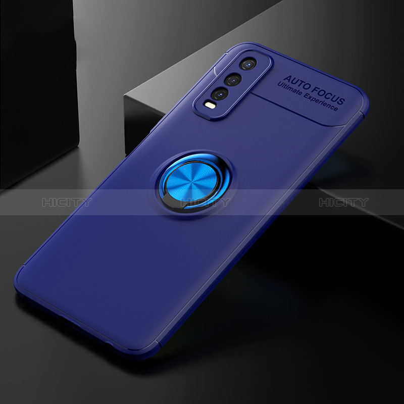 Custodia Silicone Ultra Sottile Morbida Cover con Magnetico Anello Supporto SD1 per Vivo Y51s 5G Blu