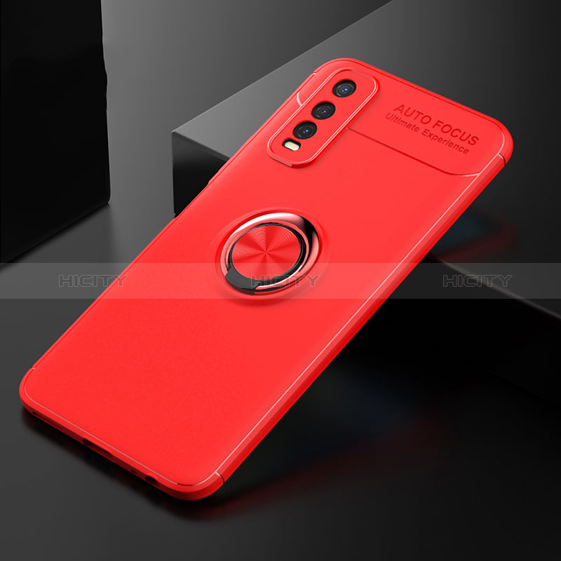 Custodia Silicone Ultra Sottile Morbida Cover con Magnetico Anello Supporto SD1 per Vivo Y51s 5G Rosso