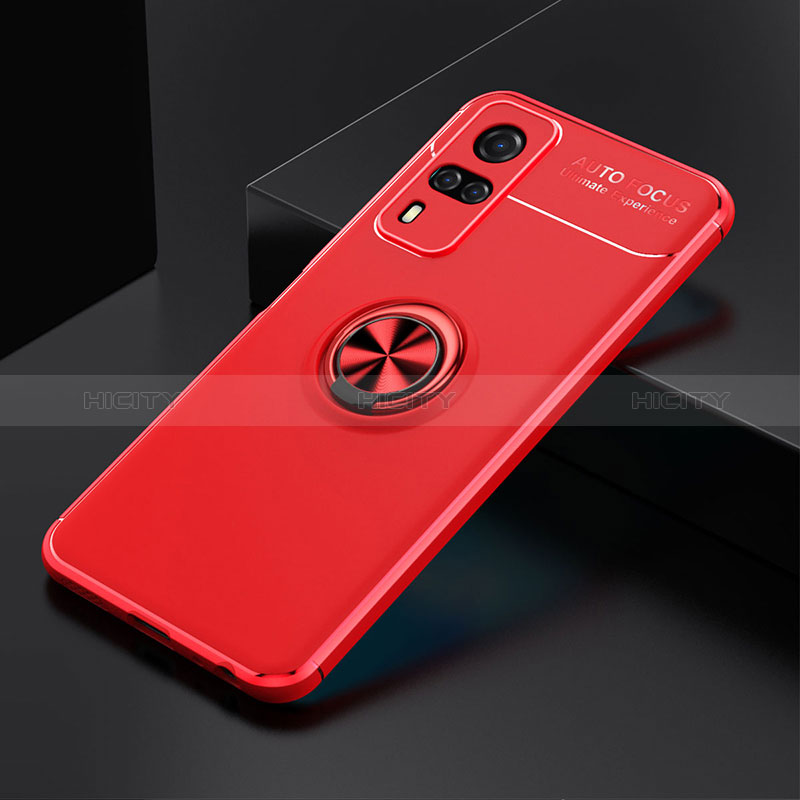 Custodia Silicone Ultra Sottile Morbida Cover con Magnetico Anello Supporto SD1 per Vivo Y53s NFC Rosso