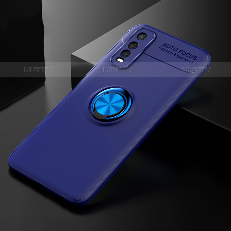 Custodia Silicone Ultra Sottile Morbida Cover con Magnetico Anello Supporto SD1 per Vivo Y70S 5G Blu