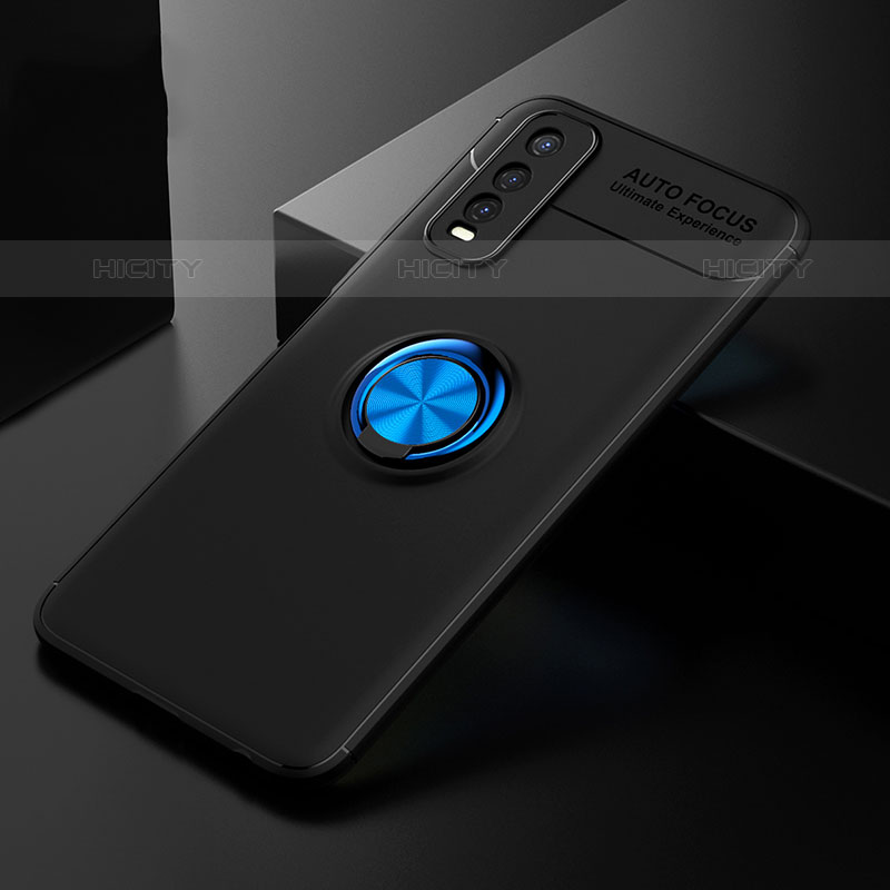 Custodia Silicone Ultra Sottile Morbida Cover con Magnetico Anello Supporto SD1 per Vivo Y70S 5G Blu e Nero