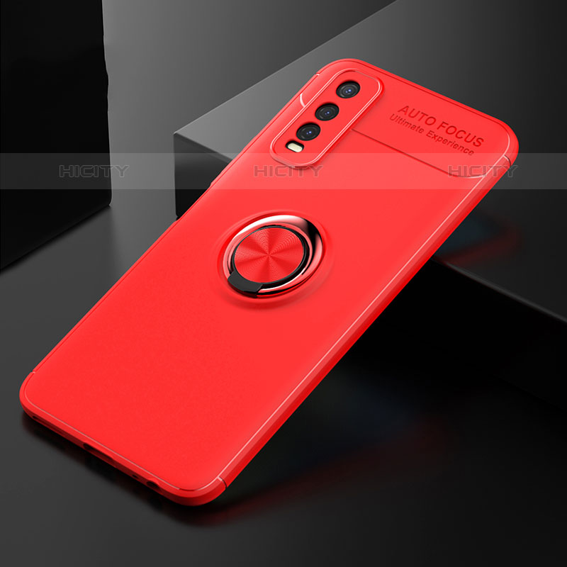 Custodia Silicone Ultra Sottile Morbida Cover con Magnetico Anello Supporto SD1 per Vivo Y70S 5G Rosso