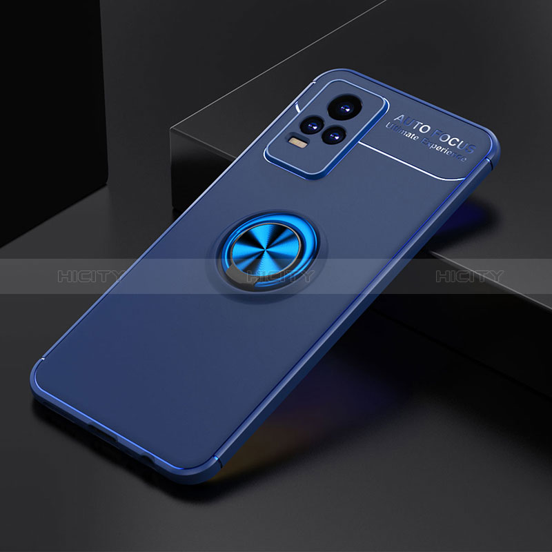 Custodia Silicone Ultra Sottile Morbida Cover con Magnetico Anello Supporto SD1 per Vivo Y73 (2021) Blu