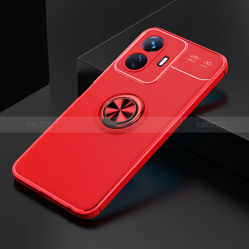 Custodia Silicone Ultra Sottile Morbida Cover con Magnetico Anello Supporto SD1 per Vivo Y77 5G Rosso