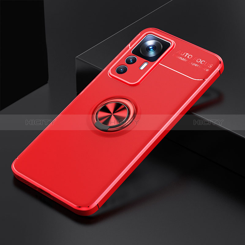 Custodia Silicone Ultra Sottile Morbida Cover con Magnetico Anello Supporto SD1 per Xiaomi Mi 12T Pro 5G Rosso