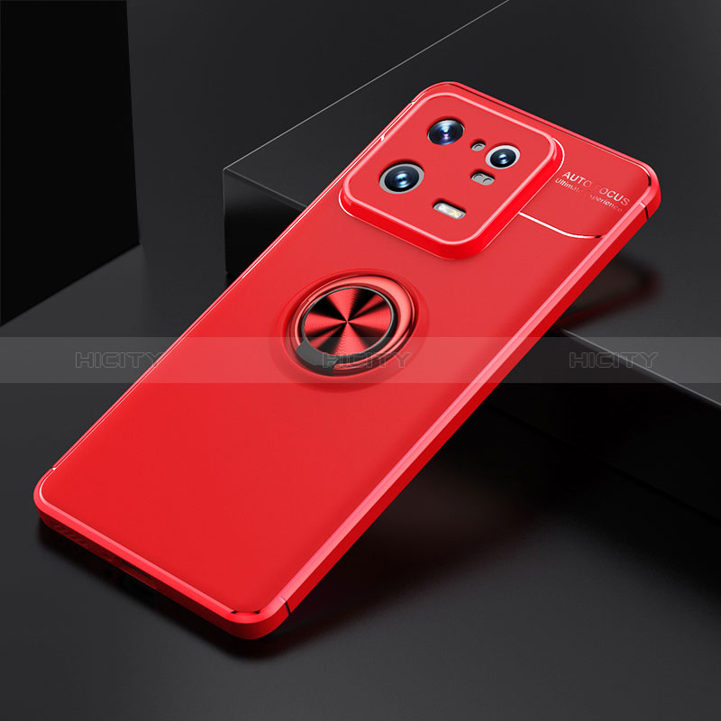 Custodia Silicone Ultra Sottile Morbida Cover con Magnetico Anello Supporto SD1 per Xiaomi Mi 13 Pro 5G Rosso