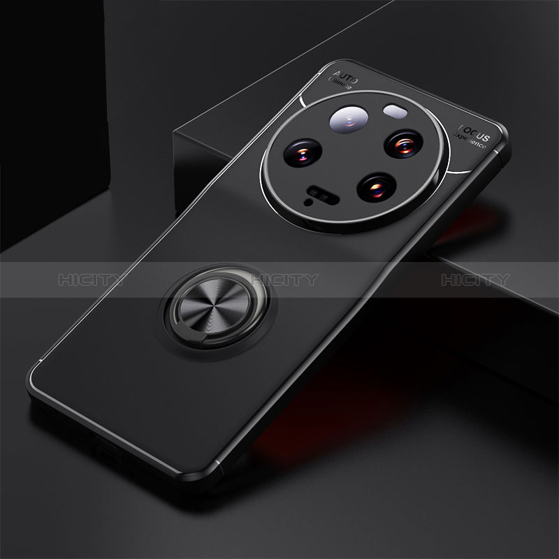 Custodia Silicone Ultra Sottile Morbida Cover con Magnetico Anello Supporto SD1 per Xiaomi Mi 13 Ultra 5G Nero