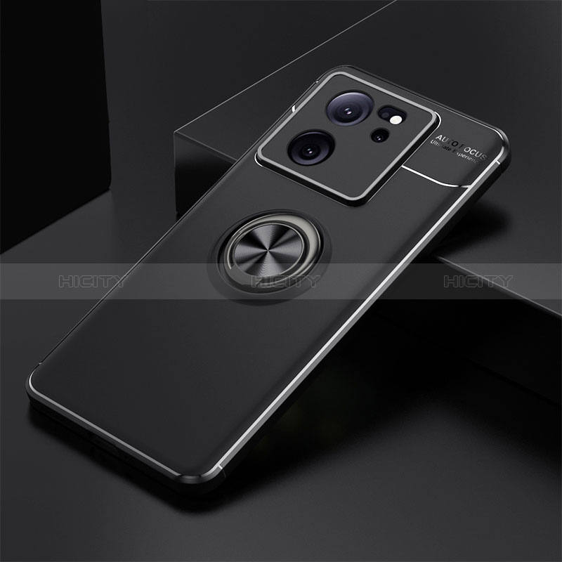 Custodia Silicone Ultra Sottile Morbida Cover con Magnetico Anello Supporto SD1 per Xiaomi Mi 13T Pro 5G Nero