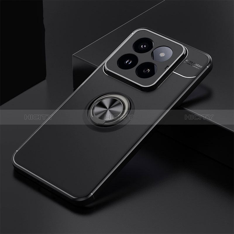 Custodia Silicone Ultra Sottile Morbida Cover con Magnetico Anello Supporto SD1 per Xiaomi Mi 14 5G Nero