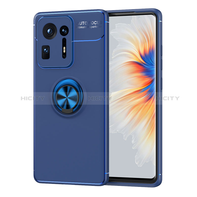 Custodia Silicone Ultra Sottile Morbida Cover con Magnetico Anello Supporto SD1 per Xiaomi Mi Mix 4 5G Blu