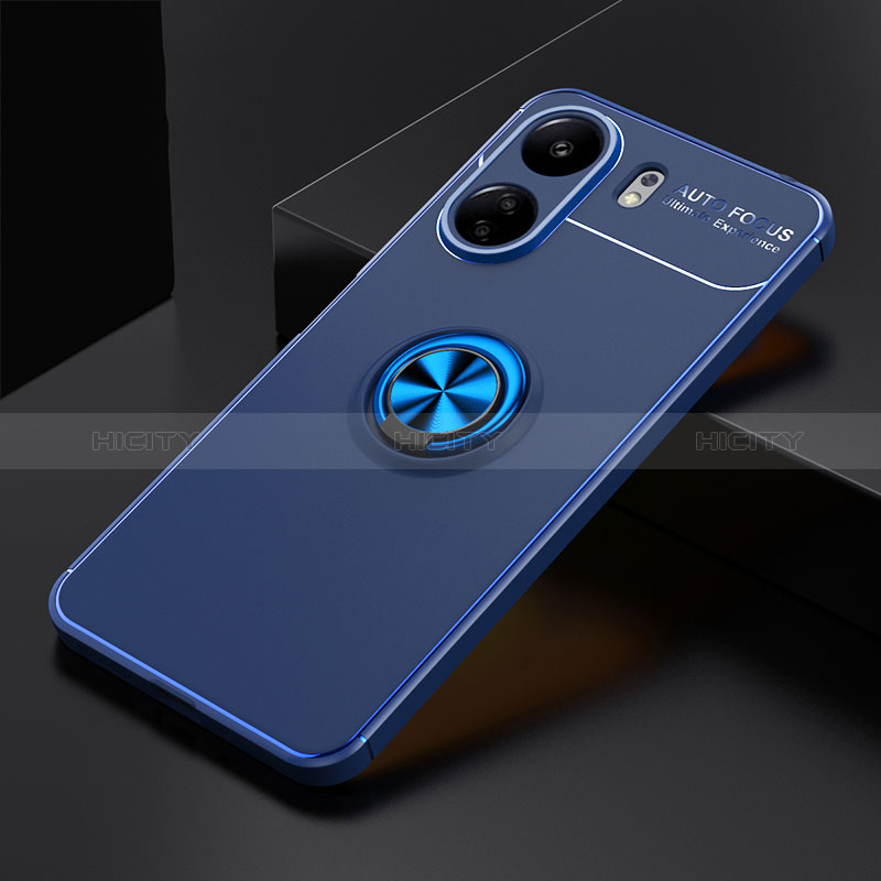 Custodia Silicone Ultra Sottile Morbida Cover con Magnetico Anello Supporto SD1 per Xiaomi Poco C65 Blu