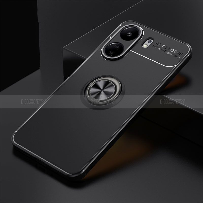 Custodia Silicone Ultra Sottile Morbida Cover con Magnetico Anello Supporto SD1 per Xiaomi Poco C65 Nero