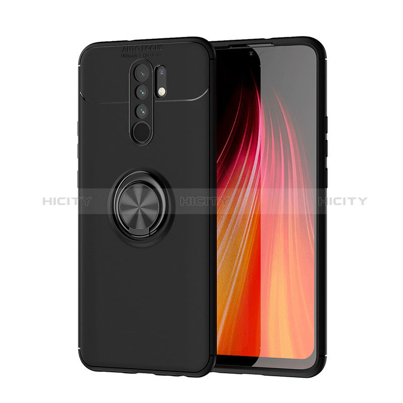 Custodia Silicone Ultra Sottile Morbida Cover con Magnetico Anello Supporto SD1 per Xiaomi Poco M2 Nero