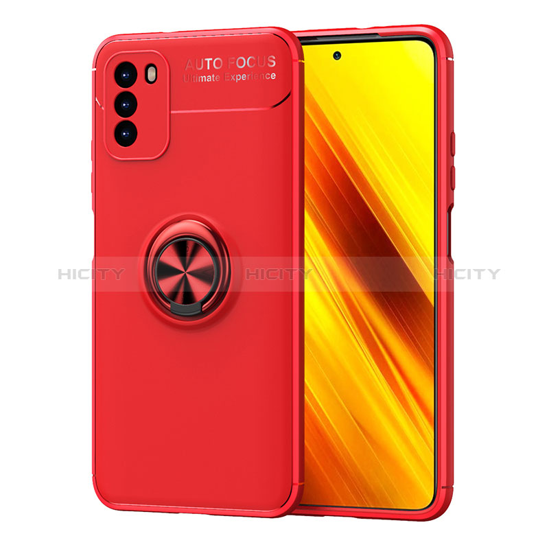 Custodia Silicone Ultra Sottile Morbida Cover con Magnetico Anello Supporto SD1 per Xiaomi Poco M3