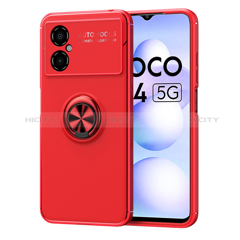 Custodia Silicone Ultra Sottile Morbida Cover con Magnetico Anello Supporto SD1 per Xiaomi Poco M4 5G