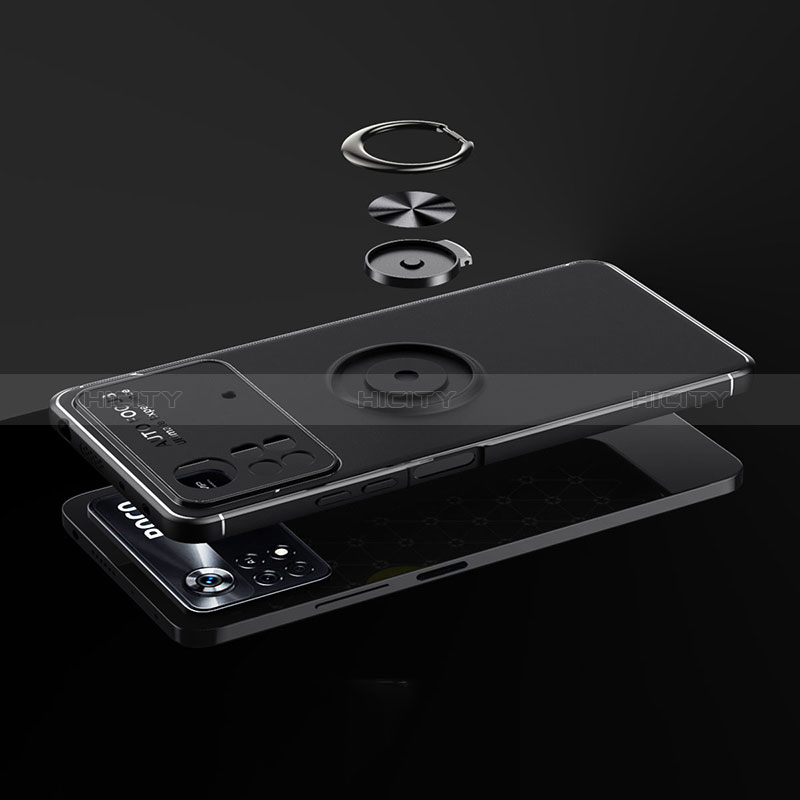 Custodia Silicone Ultra Sottile Morbida Cover con Magnetico Anello Supporto SD1 per Xiaomi Poco X4 Pro 5G