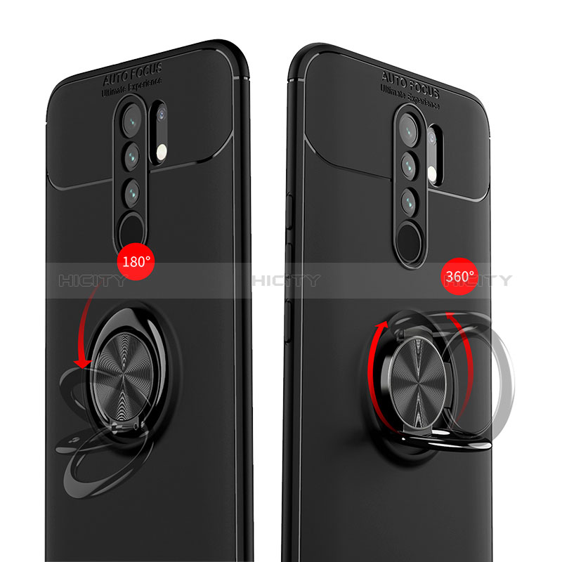 Custodia Silicone Ultra Sottile Morbida Cover con Magnetico Anello Supporto SD1 per Xiaomi Redmi 9