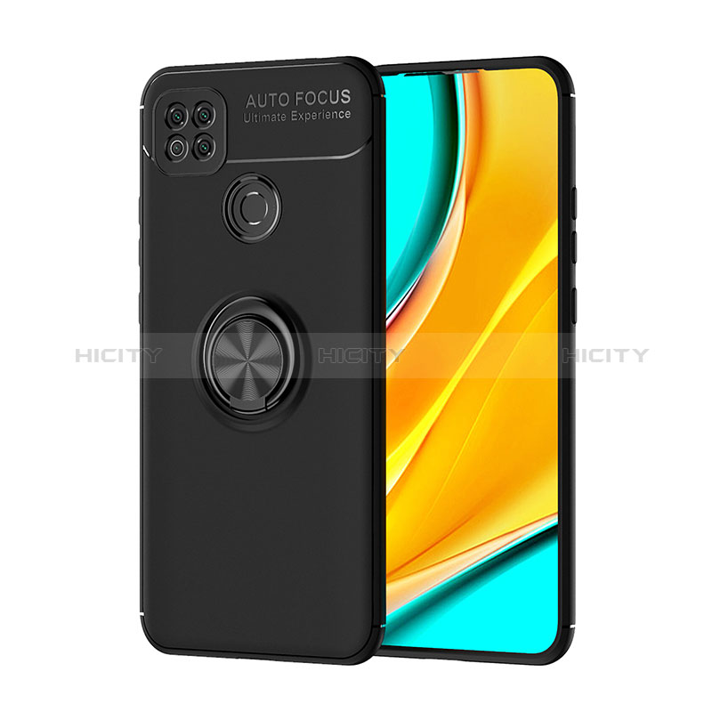 Custodia Silicone Ultra Sottile Morbida Cover con Magnetico Anello Supporto SD1 per Xiaomi Redmi 9 Activ Nero