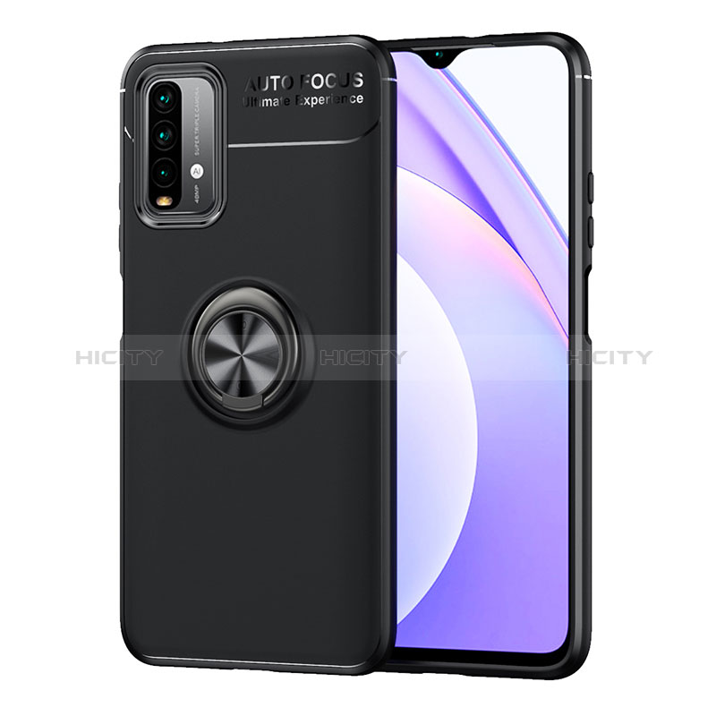 Custodia Silicone Ultra Sottile Morbida Cover con Magnetico Anello Supporto SD1 per Xiaomi Redmi 9 Power Nero