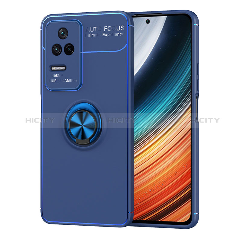 Custodia Silicone Ultra Sottile Morbida Cover con Magnetico Anello Supporto SD1 per Xiaomi Redmi K40S 5G Blu