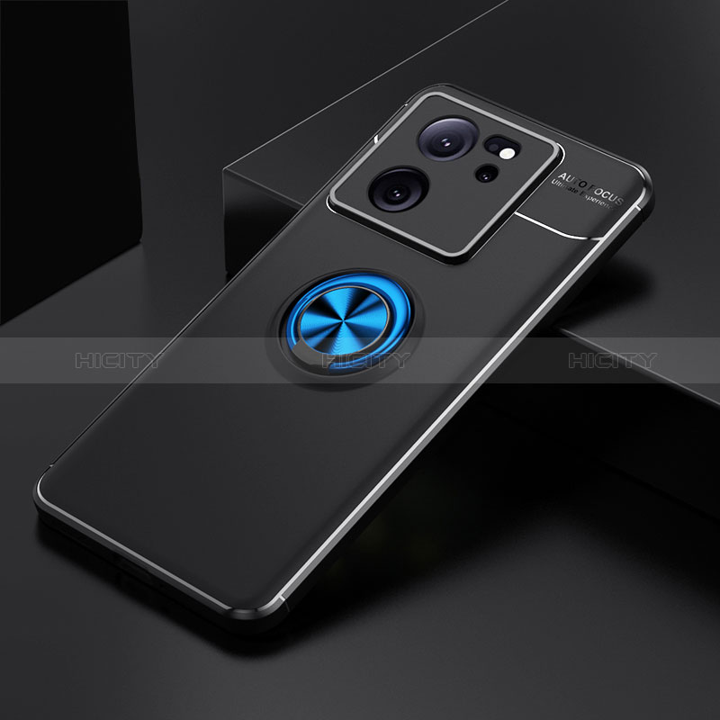 Custodia Silicone Ultra Sottile Morbida Cover con Magnetico Anello Supporto SD1 per Xiaomi Redmi K60 Ultra 5G Blu e Nero