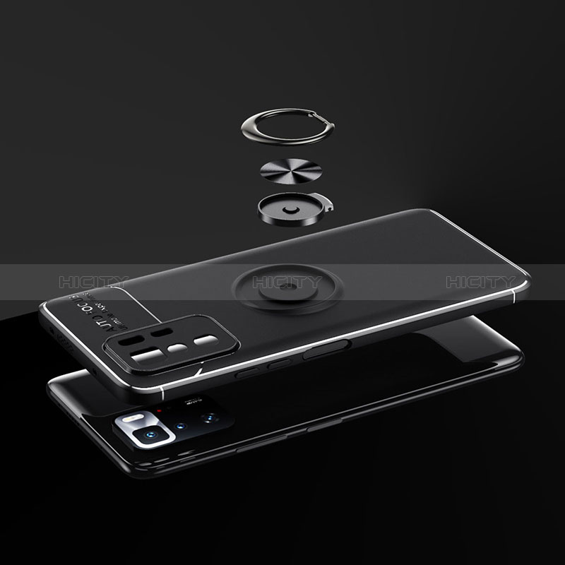 Custodia Silicone Ultra Sottile Morbida Cover con Magnetico Anello Supporto SD1 per Xiaomi Redmi Note 10 Pro 5G