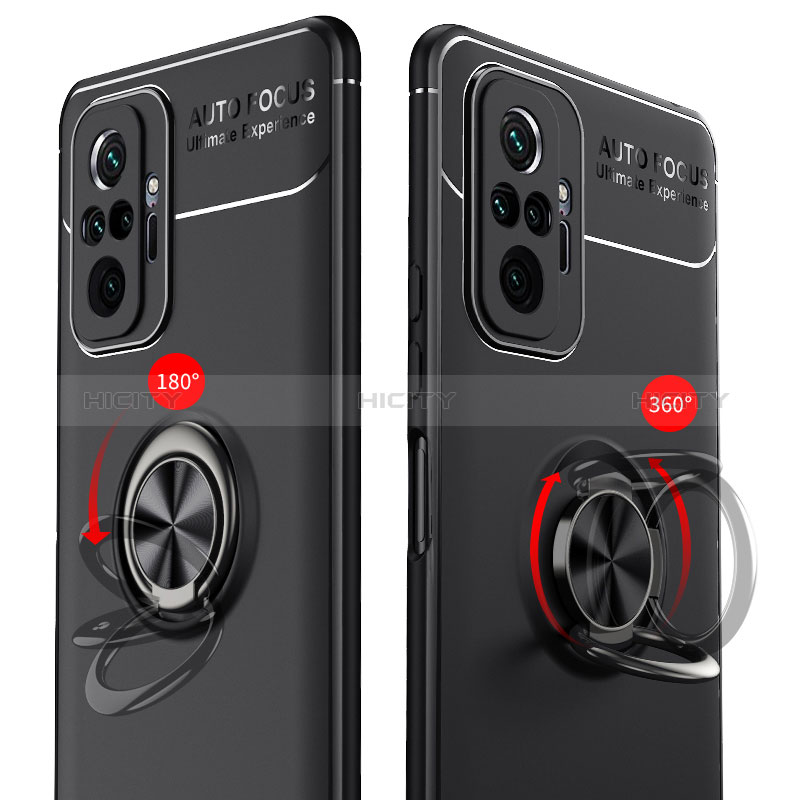 Custodia Silicone Ultra Sottile Morbida Cover con Magnetico Anello Supporto SD1 per Xiaomi Redmi Note 10 Pro Max