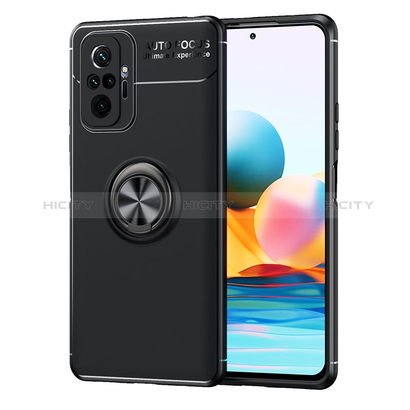 Custodia Silicone Ultra Sottile Morbida Cover con Magnetico Anello Supporto SD1 per Xiaomi Redmi Note 10 Pro Max Nero